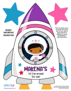 Space party centerpiece PINK girl4 design preview