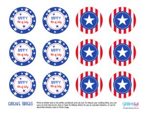 4th of July cupcake toppers design preview