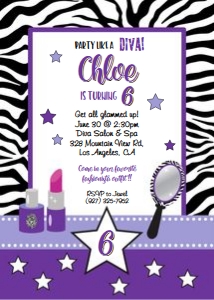 Diva zebra invitation purple design preview