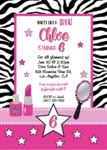 Diva zebra invitation pink design preview