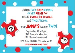 Twins baby shower invitation: Twins baby shower set