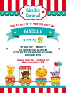 Circus animal train invitation: Circus animal train invitation