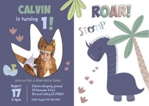 Dinosaur photo invite 1yr design preview
