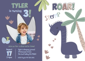 Dinosaur photo invite 3yrs design preview