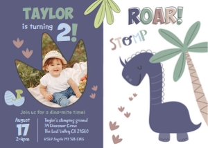 Dinosaur photo invite 2yrs design preview