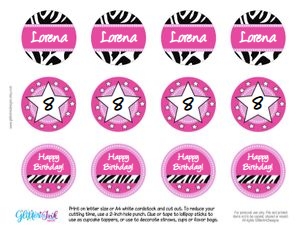 Diva zebra pink toppers design preview