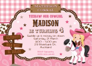 Cowgirl invitation BLOND design preview