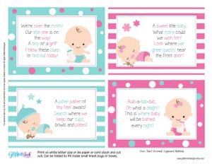 Gender reveal scavenger hunt teal: Gender reveal scavenger hunt teal