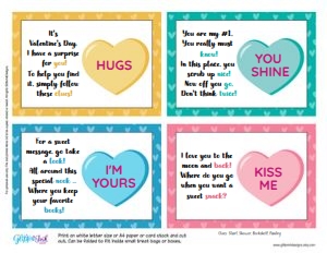 Valentine conversation hearts hunt design preview