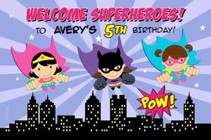 Superhero backdrop PURPLE 24x36 design preview