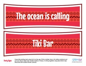 Moana party signs design preview