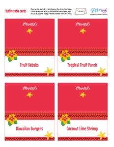 Moana buffet cards and labels design preview