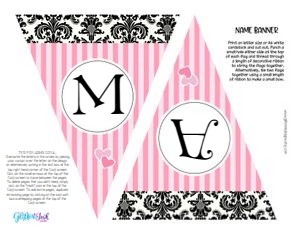 Paris party banners PINK STRIPE design preview