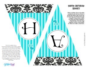 Paris party banners TURQUOISE STRIPE design preview
