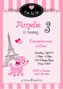 Pink poodle in Paris invitation design preview