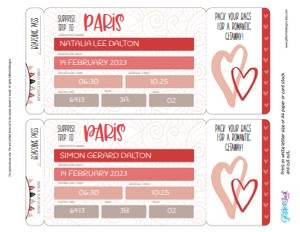 Valentine boarding pass beige: Valentine trip reveal beige