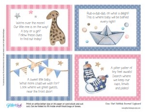Gender reveal scavenger hunt denim design preview
