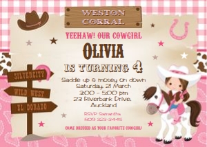 Cowgirl invitation parchment BROWN: Cowgirl invitation parchment BROWN