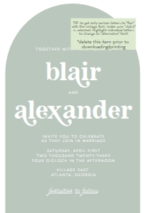 Fun Arch Wedding Invitation for Pocket: 2989