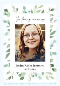 Lush Greenery Memorial Keepsake Card design preview