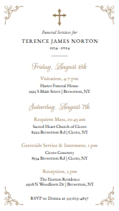 Elegant Corners Funeral Evite design preview