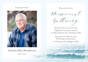 Ocean Waves Memorial Invitation design preview