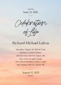 Sunset Memorial Invitation Template design preview