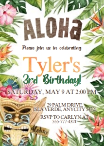 Hawaiian Tiki Invitation design preview