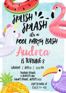 Pool Party 6 v.2 - Girl Birthday: Pool Party 6 v.2 - Girl Birthday