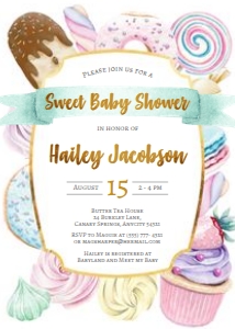 Sweet 5-Baby Shower Pastel and Gold design preview