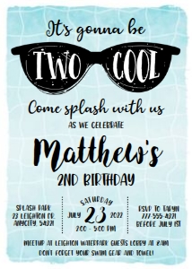 Two Cool - Birthday Pool Party design preview
