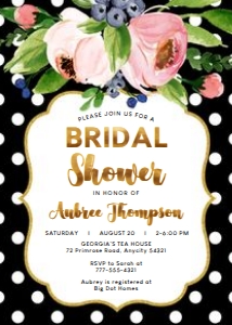 Floral Glam 1- Black - Bridal Shower design preview