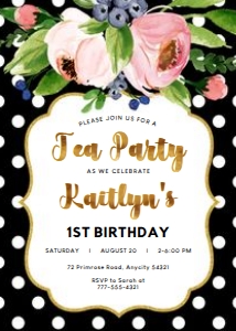 Floral Glam 1 - Black - Birthday design preview