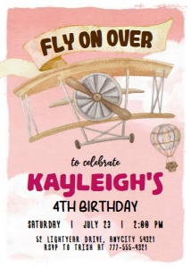 Airplane 5 - Birthday - Pink design preview