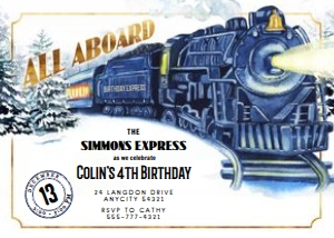 5. Vintage Train Polar Express - Birthday design preview