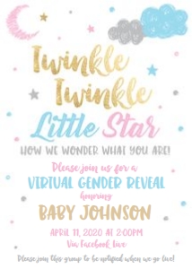 twinkle twinkle VIRTUAL gender reveal-white design preview
