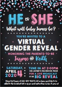 virtual gender reveal-chalk-confetti design preview