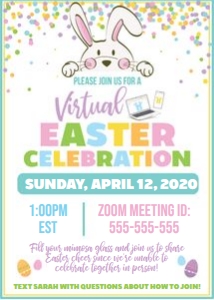 virtual easter celebration-white-peeking bunny design preview
