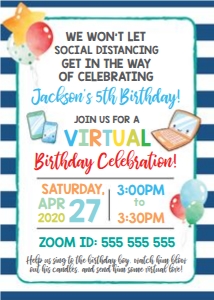 virtual birthday-stripes and balloons-blue design preview