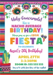 VIRTUAL fiesta invite-serape-cactus-floral design preview