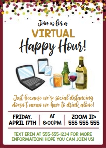virtual happy hour-confetti-beer and wine design preview