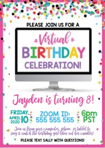 virtual birthday-confetti-PINK design preview