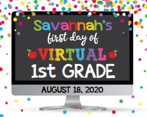 first day of virtual-computer screen-rainbow-editable-simple design preview