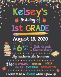custom first day of school sign-confetti design preview