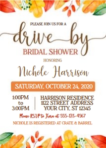 fall drive by bridal shower design preview