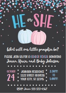 pumpkin gender reveal-chalk-confetti design preview