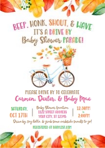 fall drive by baby shower-pink design preview