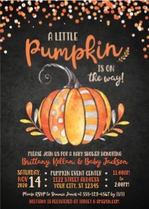 chalkboard little pumpkin shower design preview