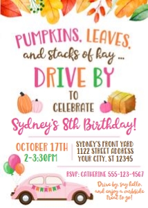 pumpkins leaves stacks of hay-drive by-pink design preview