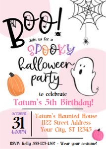 boo spooky halloween birthday-pink design preview